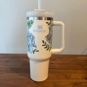Rare cream floral Stanley Quencher 40oz cup